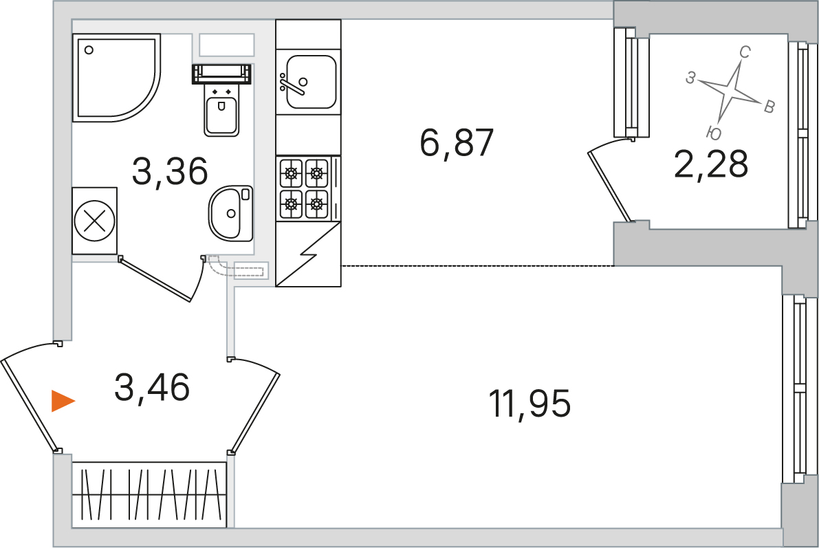 Планировка Студия 6