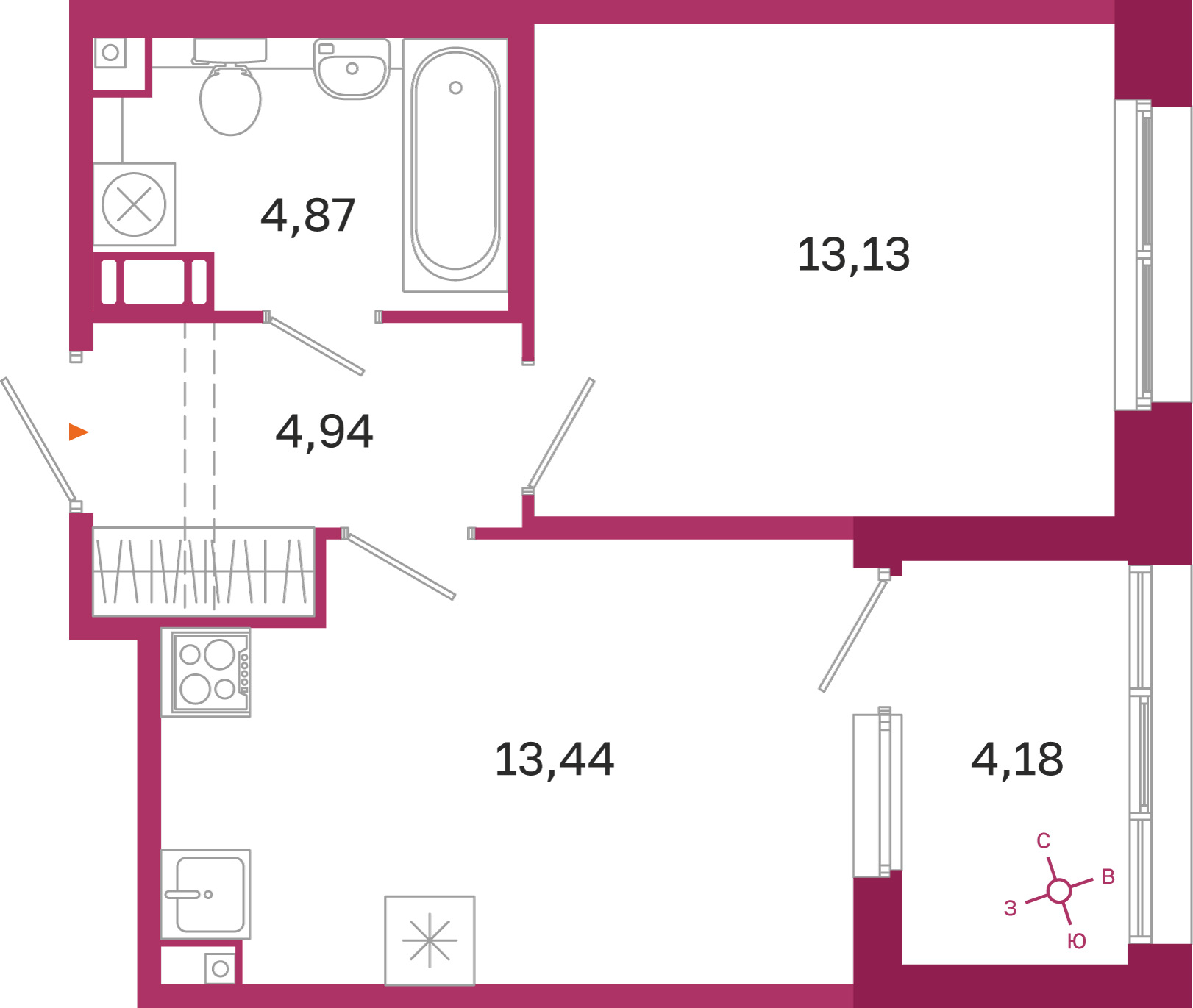 Планировка 1-комн. 6