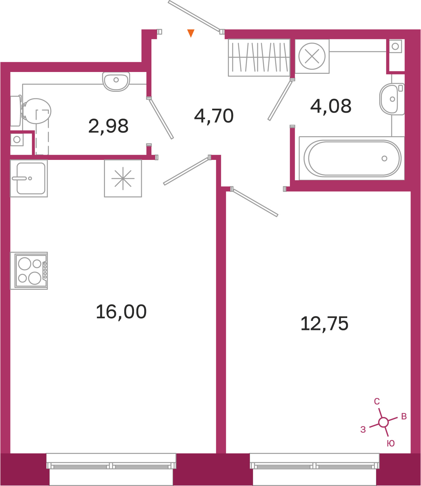 Планировка 1-комн. 6