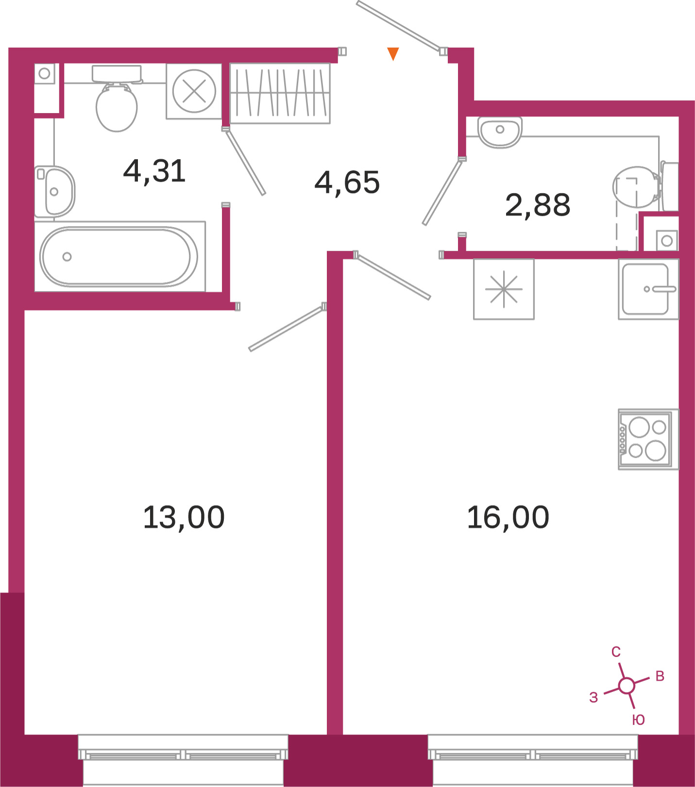 Планировка 1-комн. 6