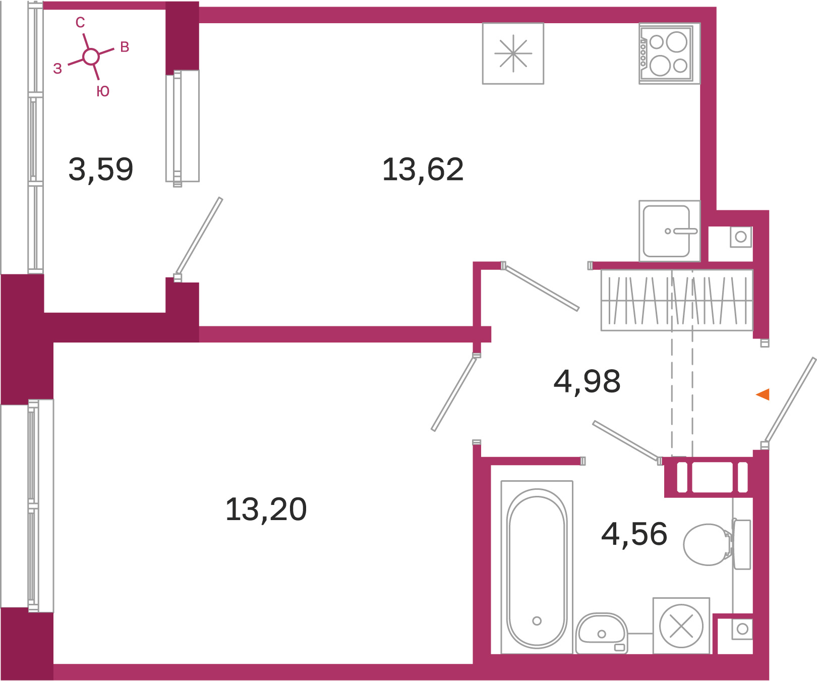 Планировка 1-комн. 6