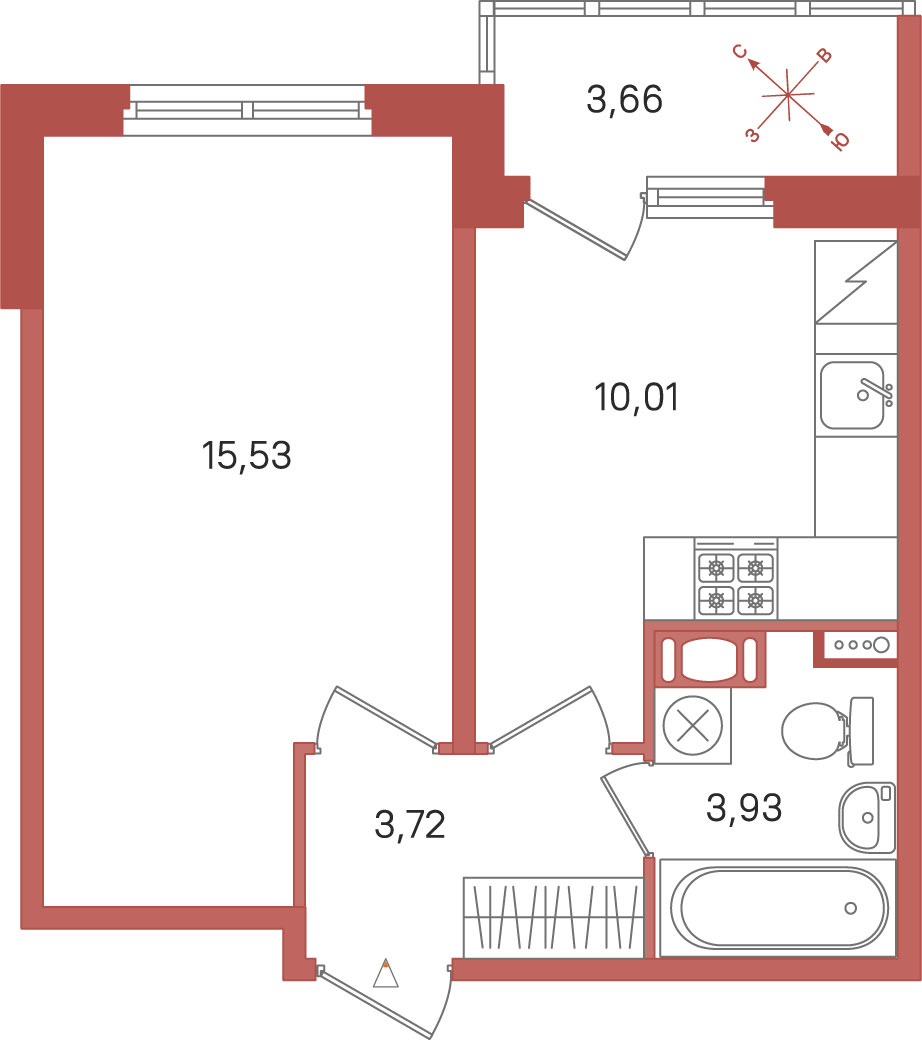 Планировка 1-комн. 4