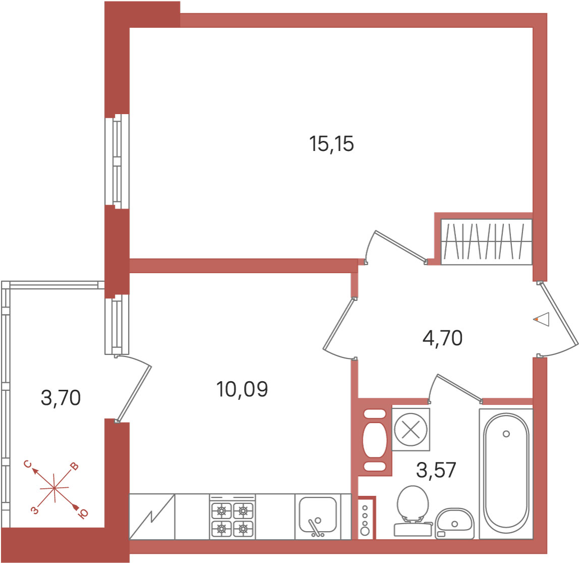 Планировка 1-комн. 4